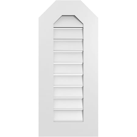 Ekena Millwork Octagonal Top Surface Mount PVC Gable Vent: Functional, w/ 3-1/2"W x 1"P Standard Frame, 14"W x 32"H GVPOT14X3201SF